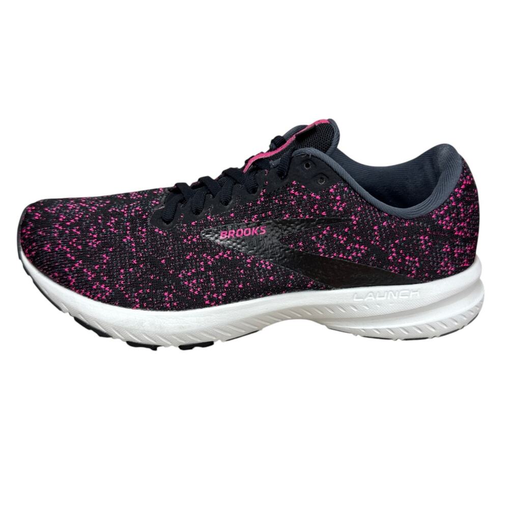 Brooks Launch 7 Women 9.5 Running Shoes Black Pink Mesh Knit 1203221B083 - Picture 2 of 10